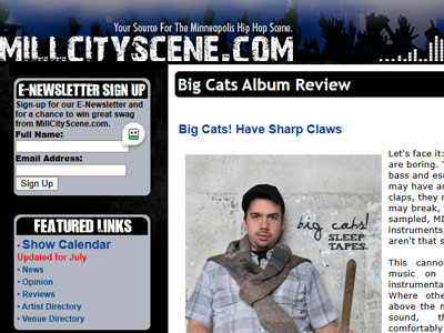 Screenshot of the Mill City Scene website