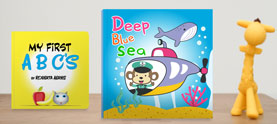 Childrens books on a desktop
