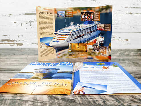 Printed gate-fold brochure with folded side panels